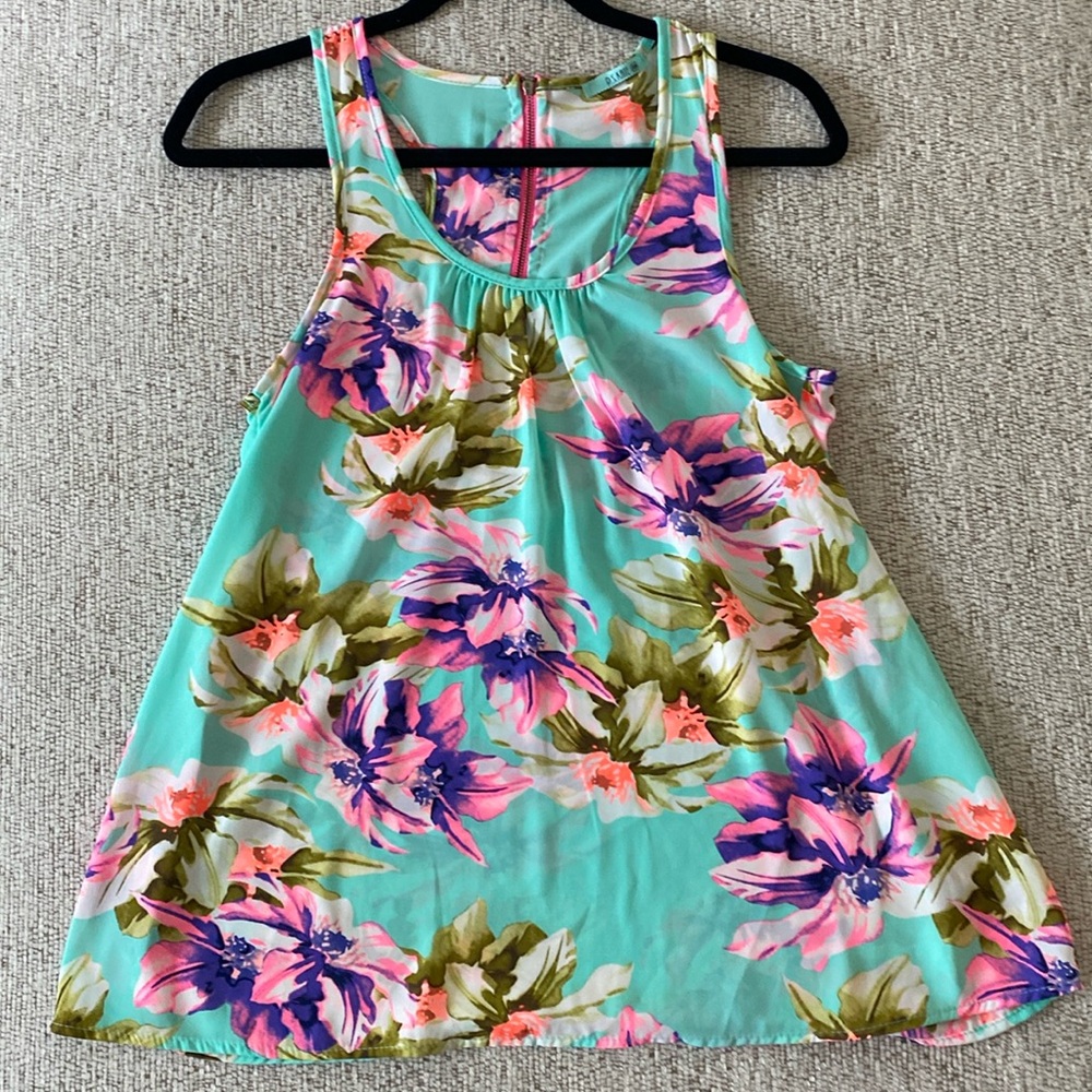 P.S. Kate colorful racerback tank top with zipper back.